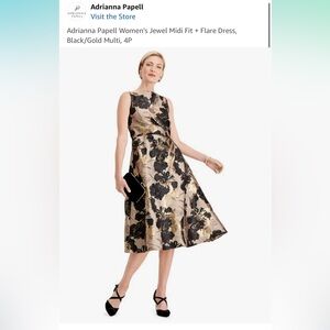 Adrianna Papell Womens Floral A-line Dress, gold